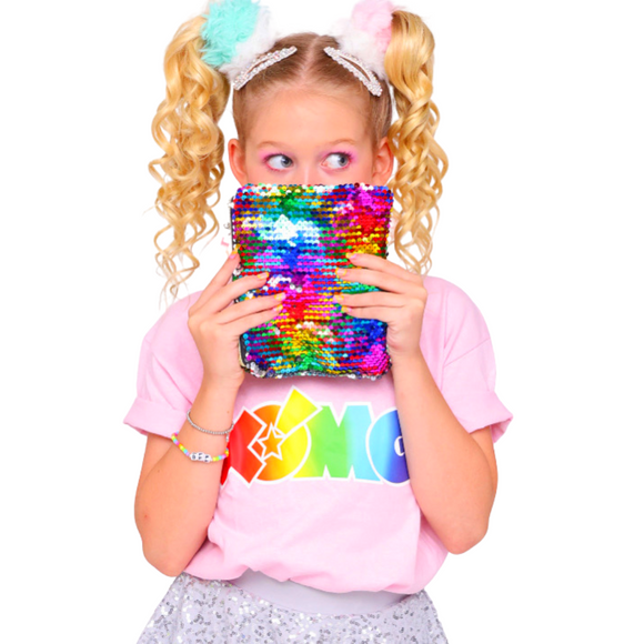 XOMG POP! Rainbow Sequin Pouch with charm